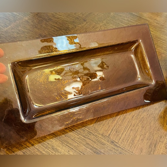 Elegant Decorative Votive Candle Holders - Set of 3 on Amber Crackle Glass Tray - Picture 10 of 14